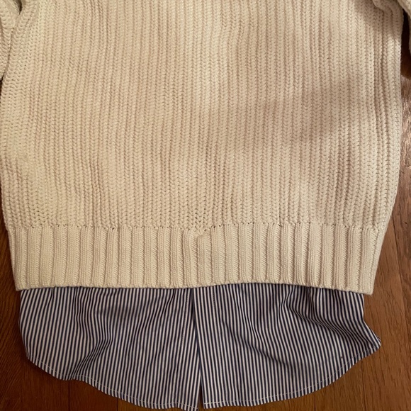 Topshop NWT White Sweater with Blue striped fabric - Picture 2 of 6